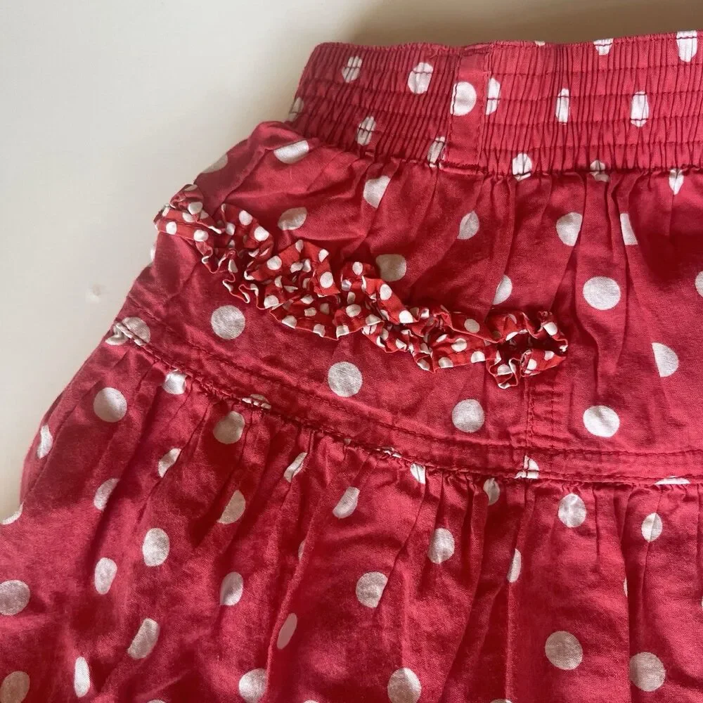 Oilily Girls Red White Polka Dot Ruffle Twirl Skirt Sz 128 Euro Boutique Disney